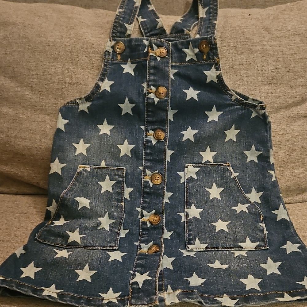 Kids Denim Star-Print Overalls